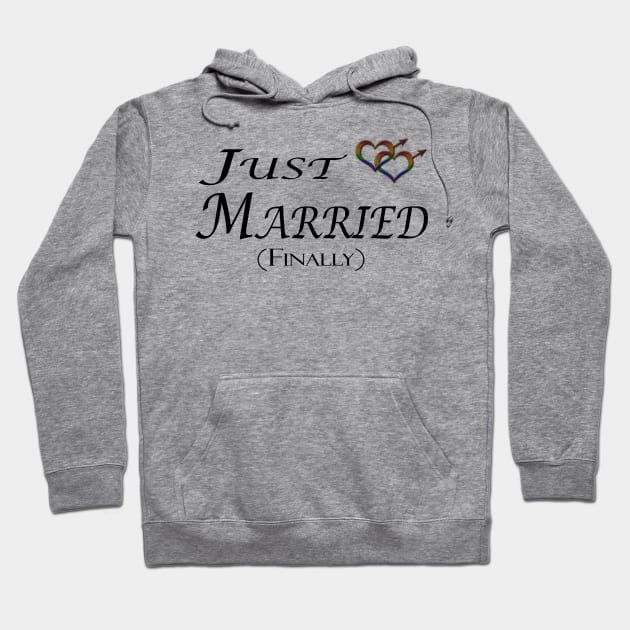 Just Married (Finally) Gay Pride Interlinking Male Gender Symbols Hoodie by LiveLoudGraphics